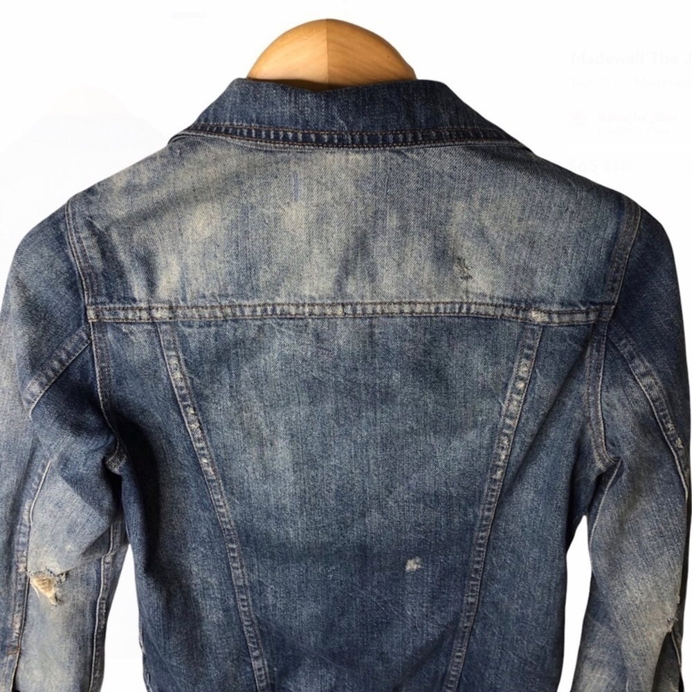 Madewell The Jean Jacket Ellery Wash Size Small Distressed Denim Style C1778 - Picture 6 of 11
